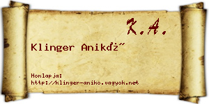 Klinger Anikó névjegykártya