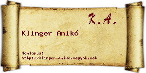 Klinger Anikó névjegykártya